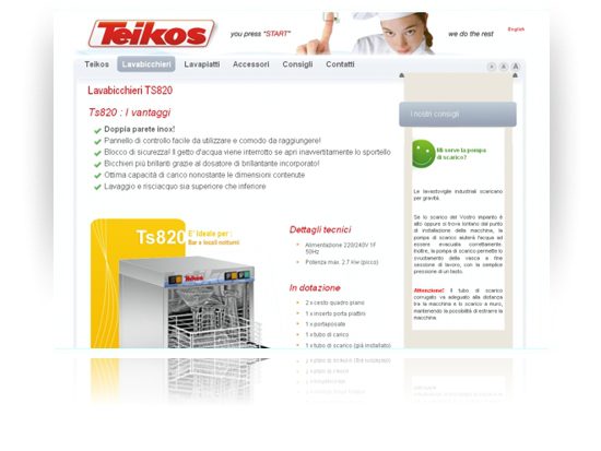 Sezione Costruzione sito web Teikos