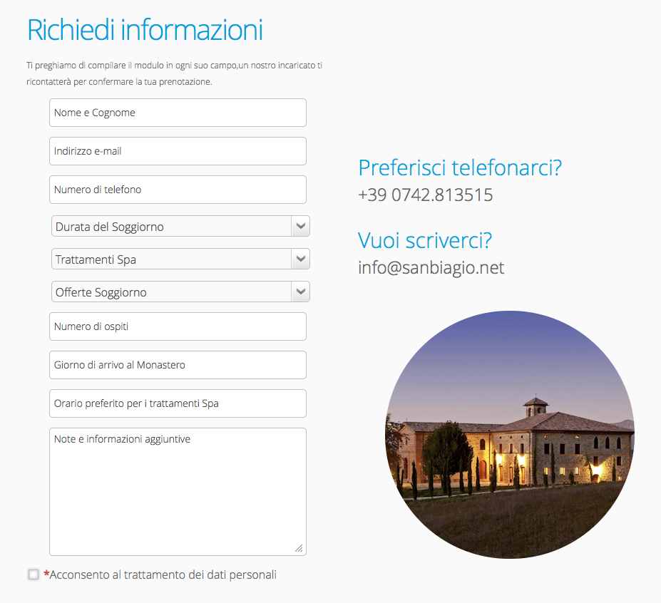 Sezione Creazione landing page San Biagio