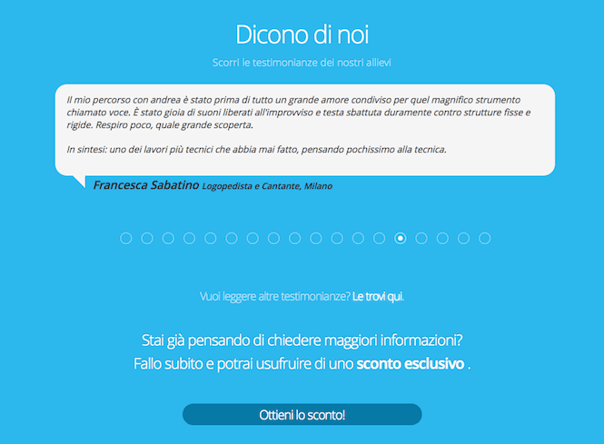 Sezione Landing page Vocessenza