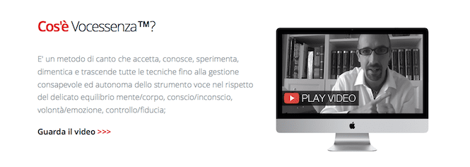 sezione della landing page Vocessenza